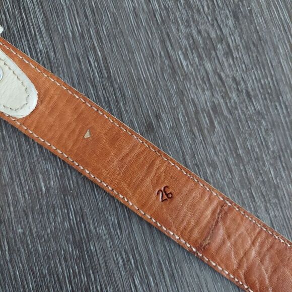 Ostrich Print Leather Belt Size 26 - Picture 3 of 6